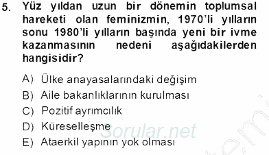 Aile Ekonomisi 2013 - 2014 Tek Ders Sınavı 5.Soru