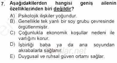 Aile Ekonomisi 2013 - 2014 Tek Ders Sınavı 7.Soru