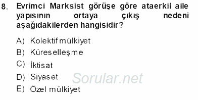 Aile Ekonomisi 2013 - 2014 Tek Ders Sınavı 8.Soru