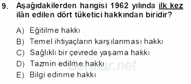 Aile Ekonomisi 2013 - 2014 Tek Ders Sınavı 9.Soru