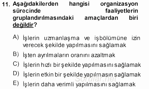 Perakende Yönetimi 2013 - 2014 Ara Sınavı 11.Soru