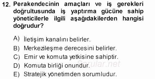 Perakende Yönetimi 2013 - 2014 Ara Sınavı 12.Soru