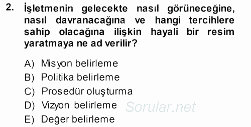 Perakende Yönetimi 2013 - 2014 Ara Sınavı 2.Soru