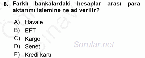 Büro Teknolojileri 2016 - 2017 3 Ders Sınavı 8.Soru