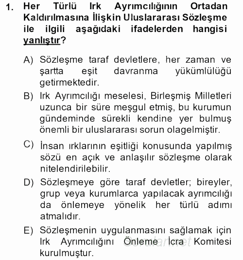 Temel İnsan Hakları Bilgisi 2 2013 - 2014 Ara Sınavı 1.Soru