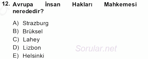 Temel İnsan Hakları Bilgisi 2 2013 - 2014 Ara Sınavı 12.Soru