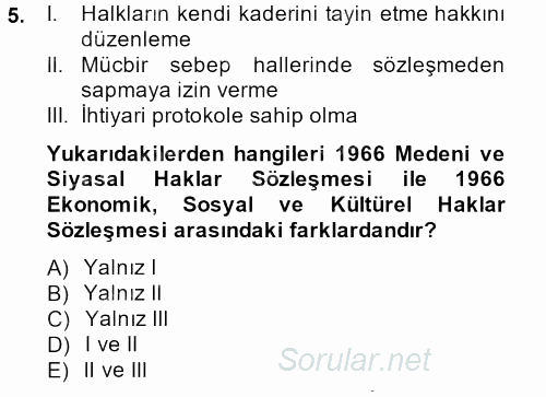 Temel İnsan Hakları Bilgisi 2 2013 - 2014 Ara Sınavı 5.Soru