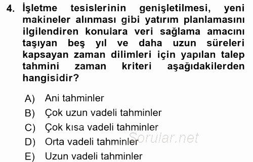 Lojistik Yönetimi 2015 - 2016 Ara Sınavı 4.Soru