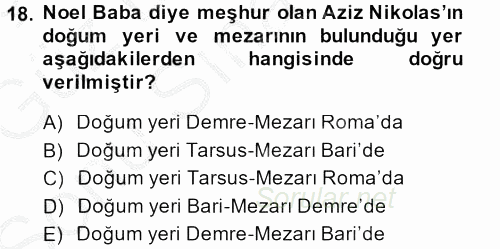 Yaşayan Dünya Dinleri 2014 - 2015 Dönem Sonu Sınavı 18.Soru