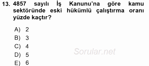 Sosyal Politika 2016 - 2017 Dönem Sonu Sınavı 13.Soru
