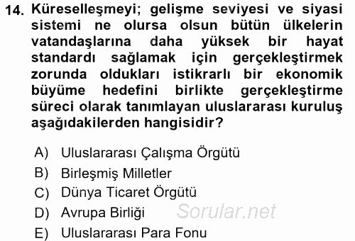 Sosyal Politika 2016 - 2017 Dönem Sonu Sınavı 14.Soru