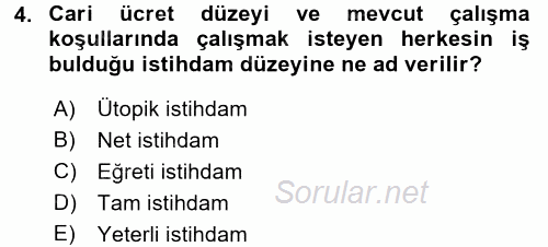 Sosyal Politika 2016 - 2017 Dönem Sonu Sınavı 4.Soru