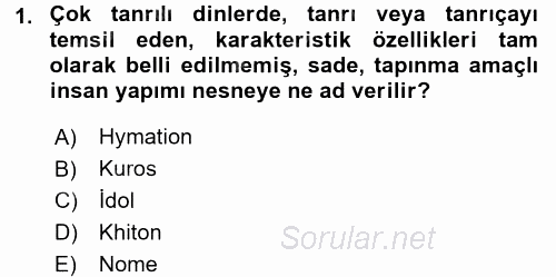 Hellen ve Roma Tarihi 2015 - 2016 Dönem Sonu Sınavı 1.Soru