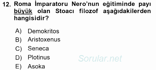 Hellen ve Roma Tarihi 2015 - 2016 Dönem Sonu Sınavı 12.Soru