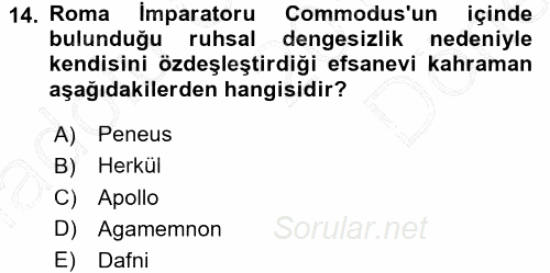 Hellen ve Roma Tarihi 2015 - 2016 Dönem Sonu Sınavı 14.Soru
