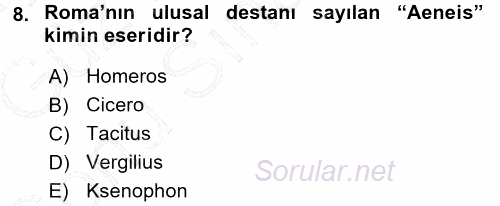 Hellen ve Roma Tarihi 2015 - 2016 Dönem Sonu Sınavı 8.Soru