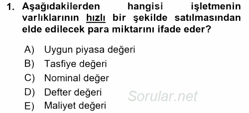Menkul Kıymet Yatırımları 2016 - 2017 Ara Sınavı 1.Soru