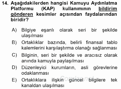 Menkul Kıymet Yatırımları 2016 - 2017 Ara Sınavı 14.Soru