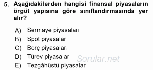 Menkul Kıymet Yatırımları 2016 - 2017 Ara Sınavı 5.Soru