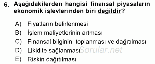 Menkul Kıymet Yatırımları 2016 - 2017 Ara Sınavı 6.Soru