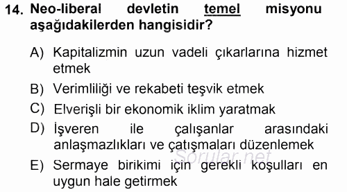 Endüstri İlişkileri 2013 - 2014 Tek Ders Sınavı 14.Soru