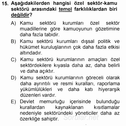 Endüstri İlişkileri 2013 - 2014 Tek Ders Sınavı 15.Soru