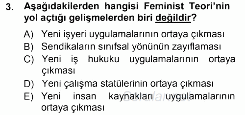 Endüstri İlişkileri 2013 - 2014 Tek Ders Sınavı 3.Soru