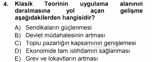 Endüstri İlişkileri 2013 - 2014 Tek Ders Sınavı 4.Soru