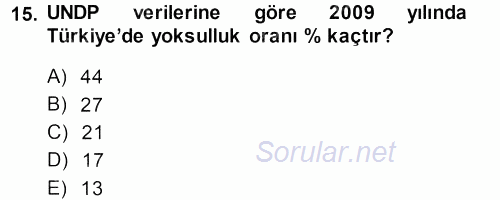 Çevre Sosyolojisi 2014 - 2015 Dönem Sonu Sınavı 15.Soru