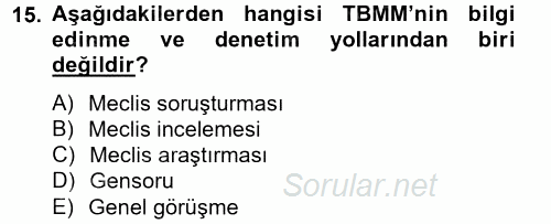 İdari Yargı 2012 - 2013 Ara Sınavı 15.Soru