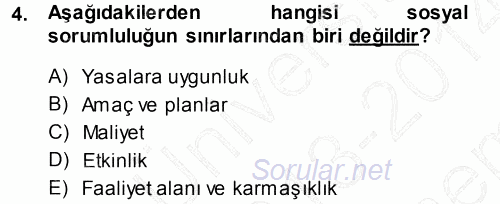 İşletme İlkeleri 2013 - 2014 Dönem Sonu Sınavı 4.Soru