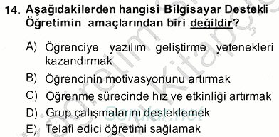 Bilgisayar 2 2013 - 2014 Ara Sınavı 14.Soru