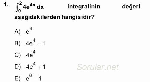 Matematik 2 2013 - 2014 Dönem Sonu Sınavı 1.Soru