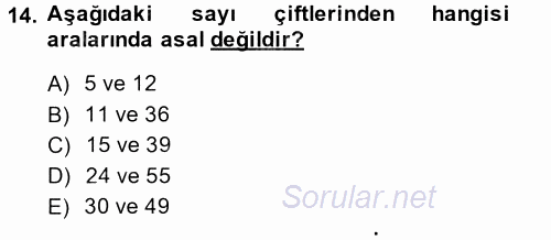 Matematik 2 2013 - 2014 Dönem Sonu Sınavı 14.Soru