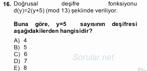 Matematik 2 2013 - 2014 Dönem Sonu Sınavı 16.Soru