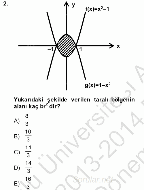 Matematik 2 2013 - 2014 Dönem Sonu Sınavı 2.Soru