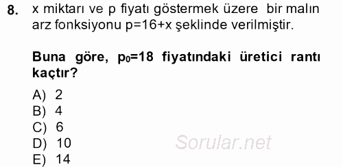 Matematik 2 2013 - 2014 Dönem Sonu Sınavı 8.Soru