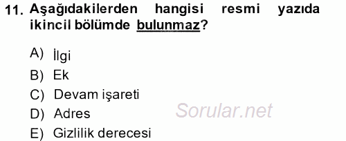 Hukuk Dili Ve Adli Yazışmalar 2014 - 2015 Ara Sınavı 11.Soru