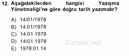 Hukuk Dili Ve Adli Yazışmalar 2014 - 2015 Ara Sınavı 12.Soru