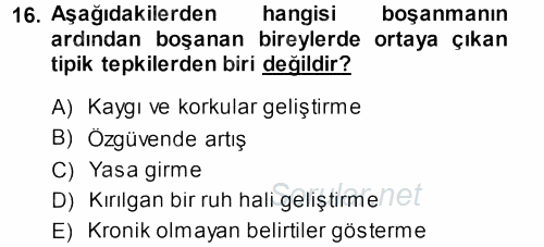 Aile İçi Uyumlu Etkileşim 2013 - 2014 Dönem Sonu Sınavı 16.Soru