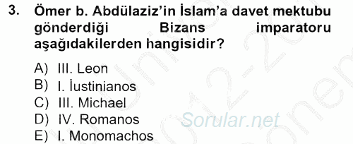 Bizans Tarihi 2012 - 2013 Dönem Sonu Sınavı 3.Soru