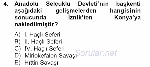 Bizans Tarihi 2012 - 2013 Dönem Sonu Sınavı 4.Soru