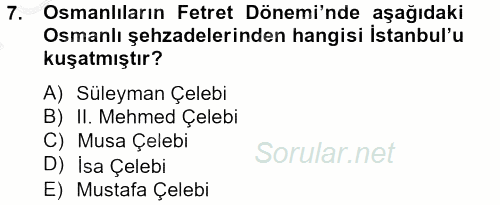 Bizans Tarihi 2012 - 2013 Dönem Sonu Sınavı 7.Soru