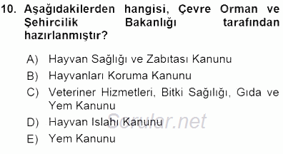 Veteriner Hizmetleri Mevzuatı ve Etik 2015 - 2016 Ara Sınavı 10.Soru