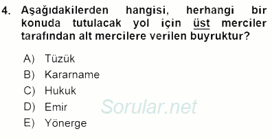 Veteriner Hizmetleri Mevzuatı ve Etik 2015 - 2016 Ara Sınavı 4.Soru