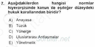 Veteriner Hizmetleri Mevzuatı ve Etik 2015 - 2016 Ara Sınavı 7.Soru