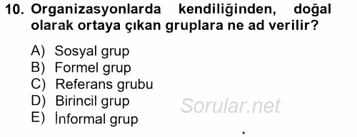 Sağlık Kurumlarında Kalite Yönetimi 2014 - 2015 Tek Ders Sınavı 10.Soru