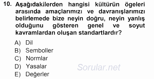Türkiye´nin Toplumsal Yapısı 2012 - 2013 Ara Sınavı 10.Soru