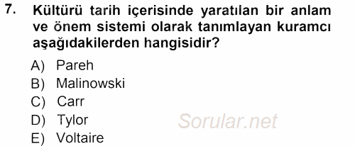 Türkiye´nin Toplumsal Yapısı 2012 - 2013 Ara Sınavı 7.Soru