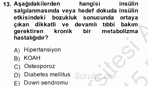 Aile Sağlığı 2014 - 2015 Dönem Sonu Sınavı 13.Soru